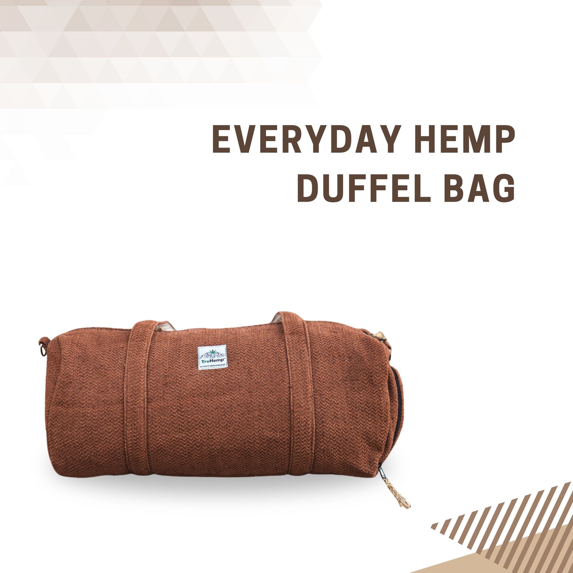 TruHemp Hemp Duffle Bag– Natural Travel Gym Bag with Shoe Compartment, Durable 30L Capacity with Dual YKK Zippered Sections