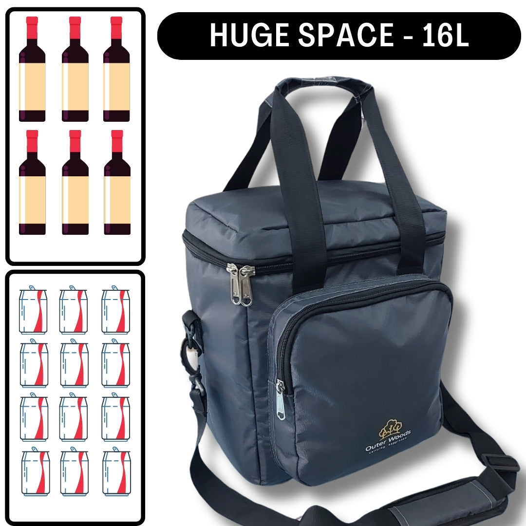 Outer Woods Insulated 6 Bottle Cooler Bag, with 6 Units of Ice Gel Packs, Wine Cooler Bag, Beer Cooler Bag, Insulated Bag, Fits 6 Full Size Bottles