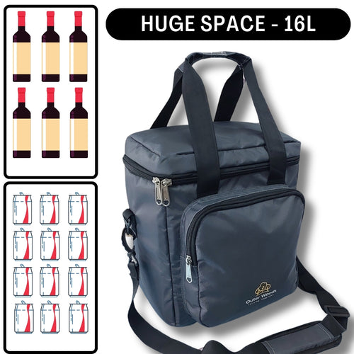 Outer Woods Insulated 6 Bottle Cooler Bag, with 6 Units of Ice Gel Packs, Wine Cooler Bag, Beer Cooler Bag, Insulated Bag, Fits 6 Full Size Bottles