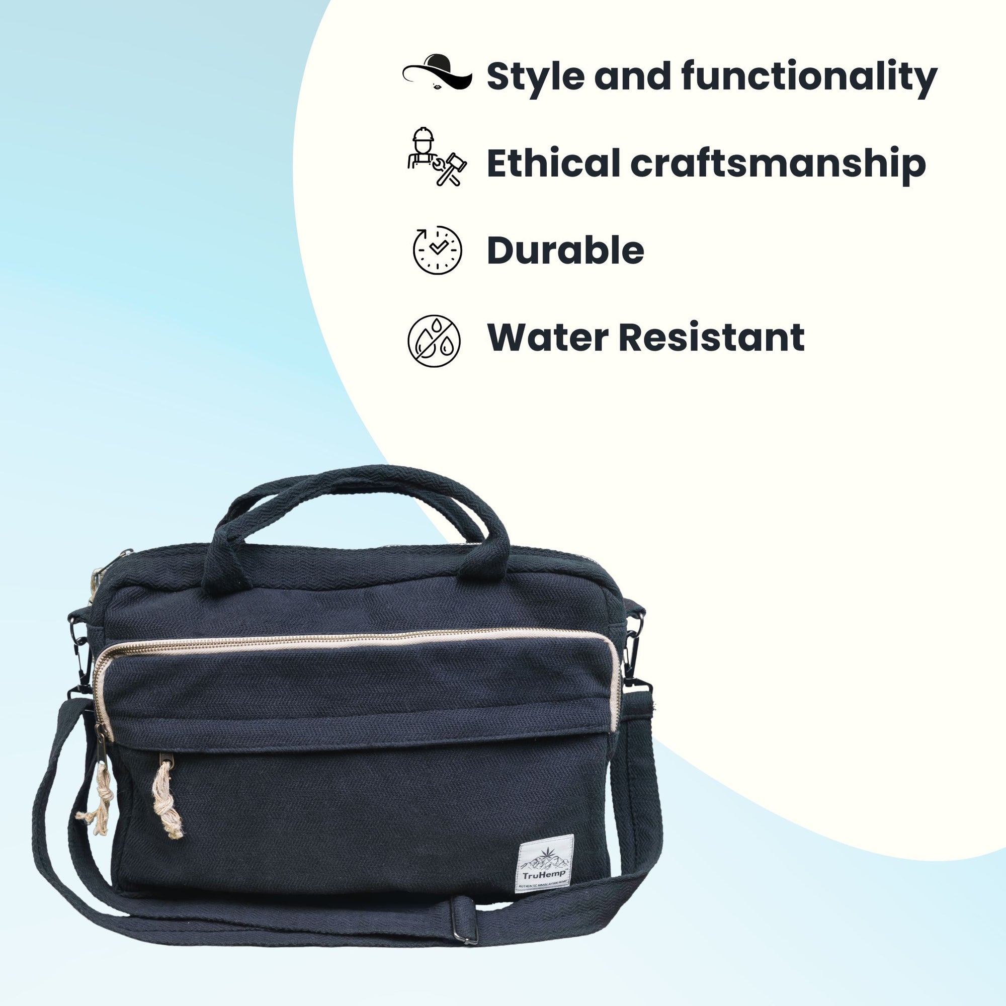 TruHemp Handmade Hemp Side Bag with Cotton Blend– Durable and Stylish Crossbody Messenger Bag with Adjustable Strap