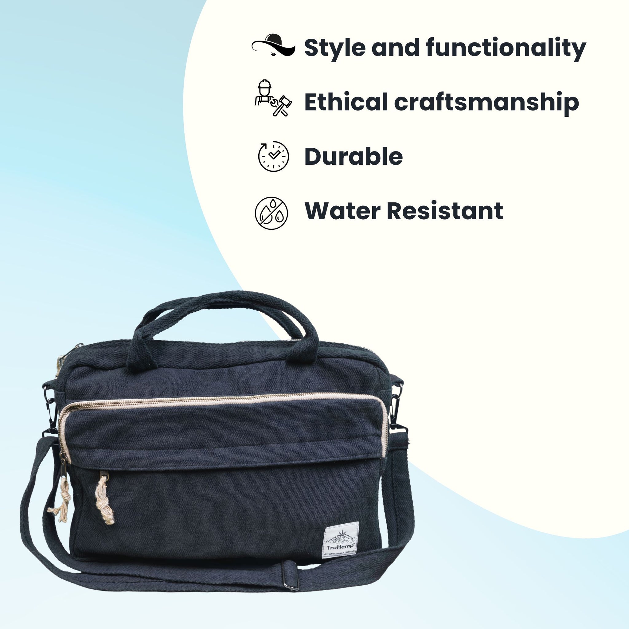 TruHemp Handmade Hemp Side Bag with Cotton Blend– Durable and Stylish Crossbody Messenger Bag with Adjustable Strap