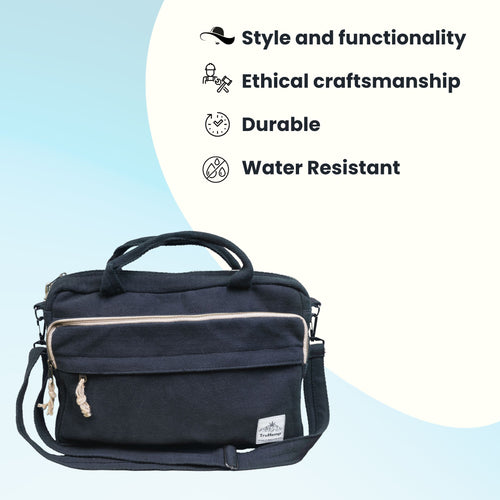 TruHemp Handmade Hemp Side Bag with Cotton Blend– Durable and Stylish Crossbody Messenger Bag with Adjustable Strap