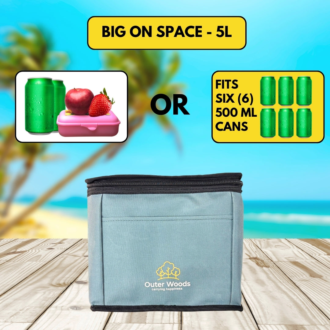 Outer Woods Insulated 6 Can Cooler Bag, Fits 6 x 500ml Beer Cans, Keep Cans Cool for up to 10 Hrs, with 2 Units of Ice Gel Packs