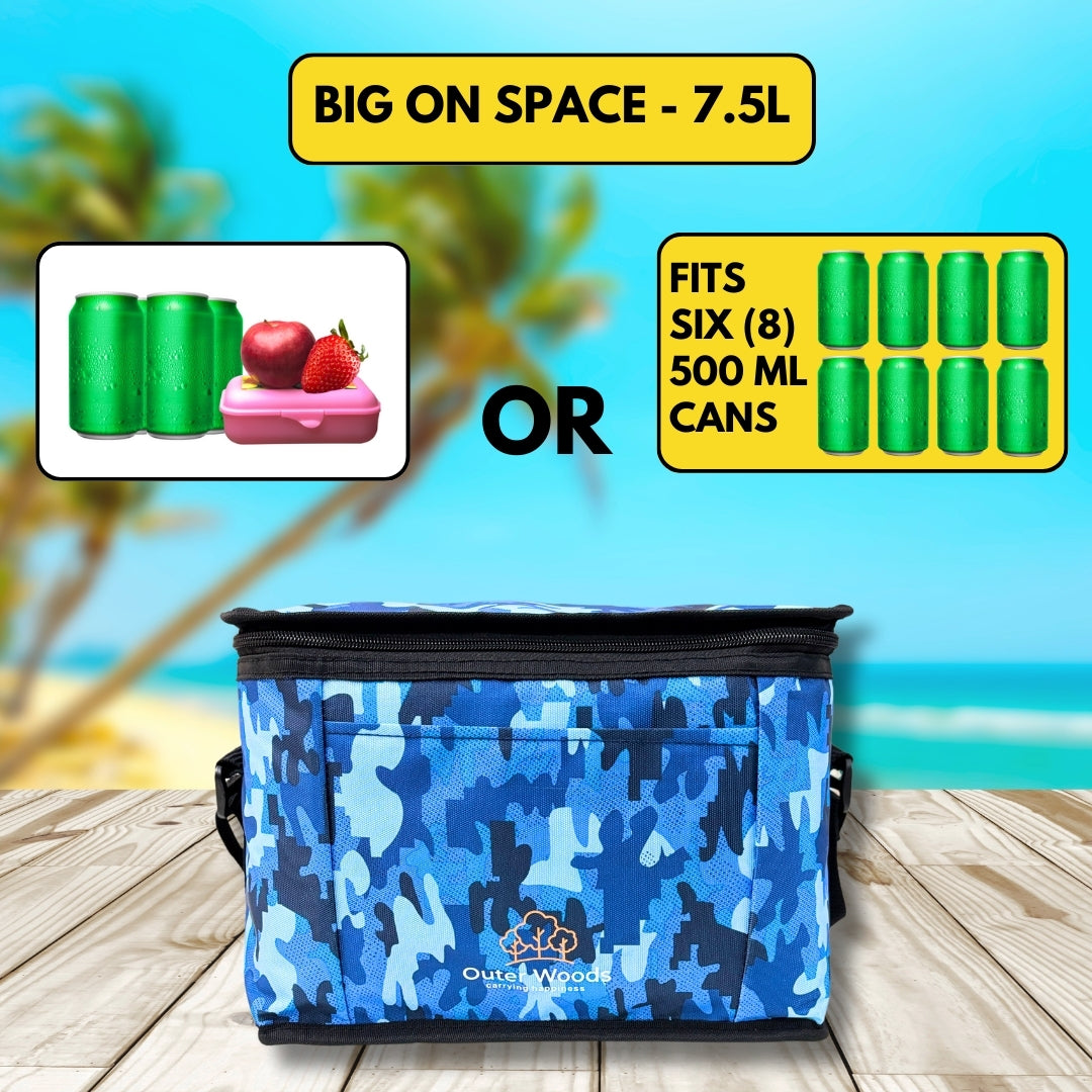 Outer Woods Insulated 8 Can Cooler Bag | Fits 8 x 500ml Beer Cans | Keep Drinks Cool for up to 10 Hours | Ideal for Carrying Beer, Soda, Juice, Milk and Water