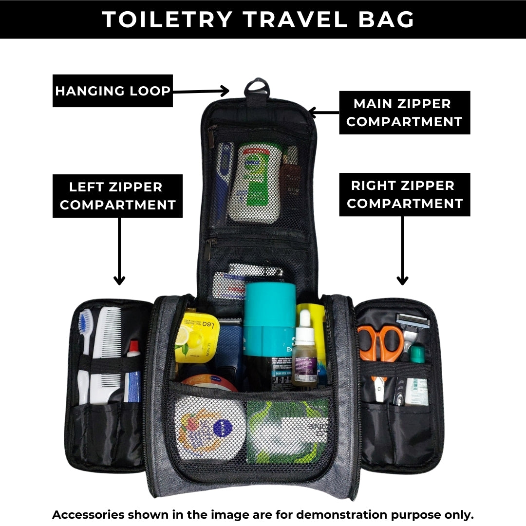 Outer Woods Travel Toiletry Bag with Hanging Hook, Waterproof Travel Pouch with Multiple Compartments for Cosmetics and Toiletries