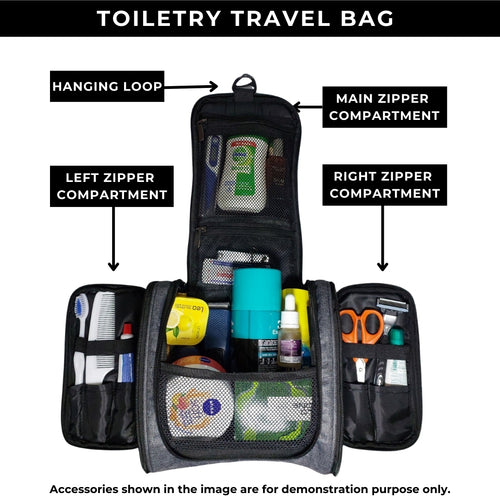 Outer Woods Travel Toiletry Bag with Hanging Hook, Waterproof Travel Pouch with Multiple Compartments for Cosmetics and Toiletries