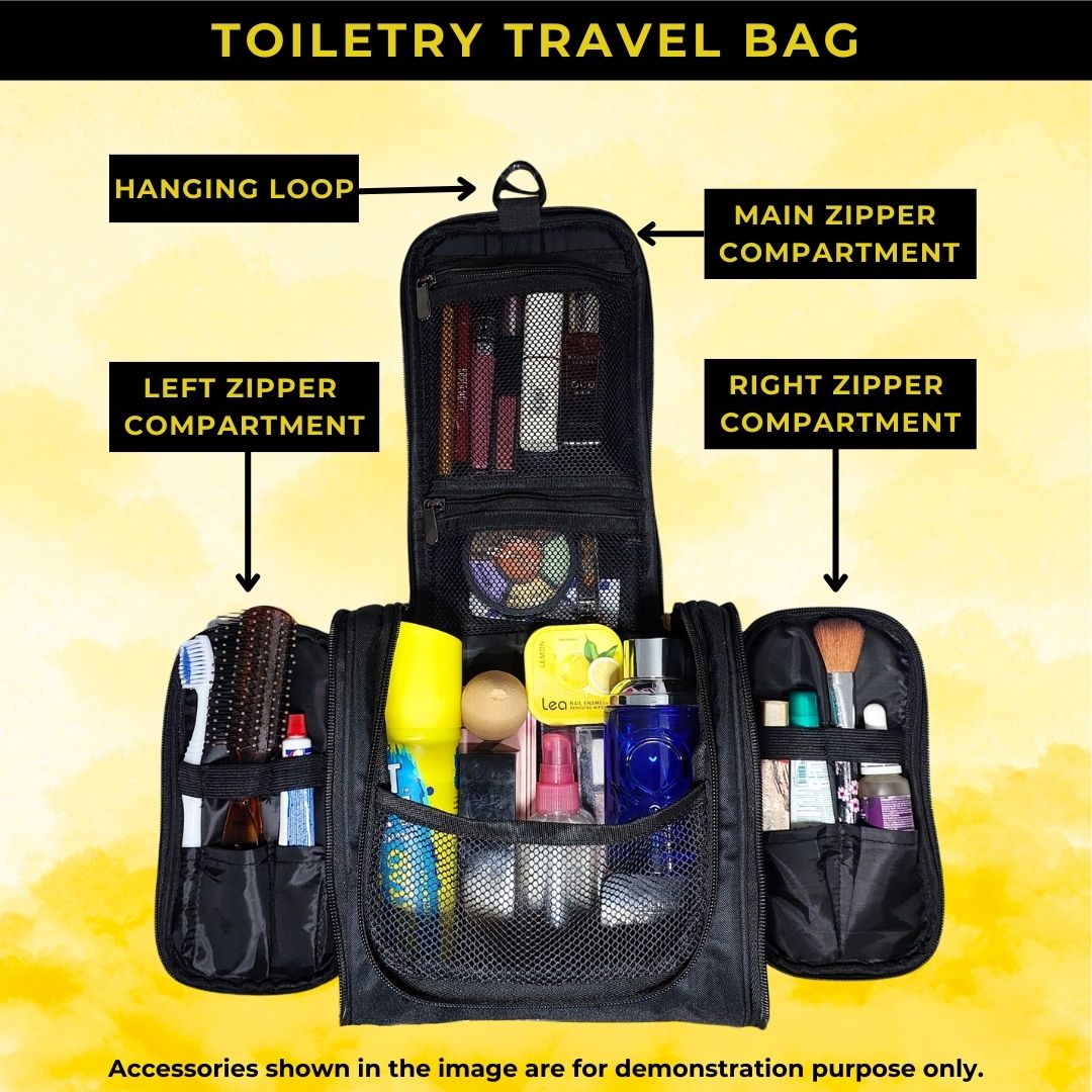 Outer Woods Travel Toiletry Bag with Hanging Hook, Waterproof Travel Pouch with Multiple Compartments for Cosmetics and Toiletries