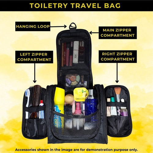 Outer Woods Travel Toiletry Bag with Hanging Hook, Waterproof Travel Pouch with Multiple Compartments for Cosmetics and Toiletries