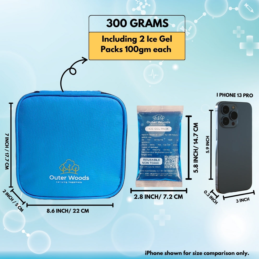 Outer Woods Nylon Insulin Cooling Travel Bag with Two Ice Gel Packs, Keeps Insulin Cool and Safe for 6 to 8 Hours, Insulin Cooler Travel Pouch
