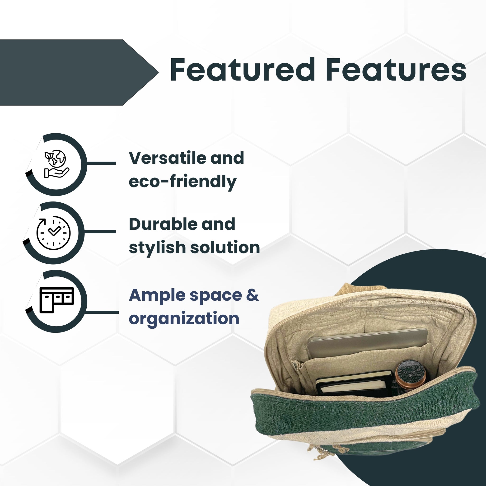 TruHemp Handmade Multi-Pocket Hemp Backpack– Durable & Spacious Backpack with Zippered Compartments, Adjustable Straps for Travel, and Outdoor Activities