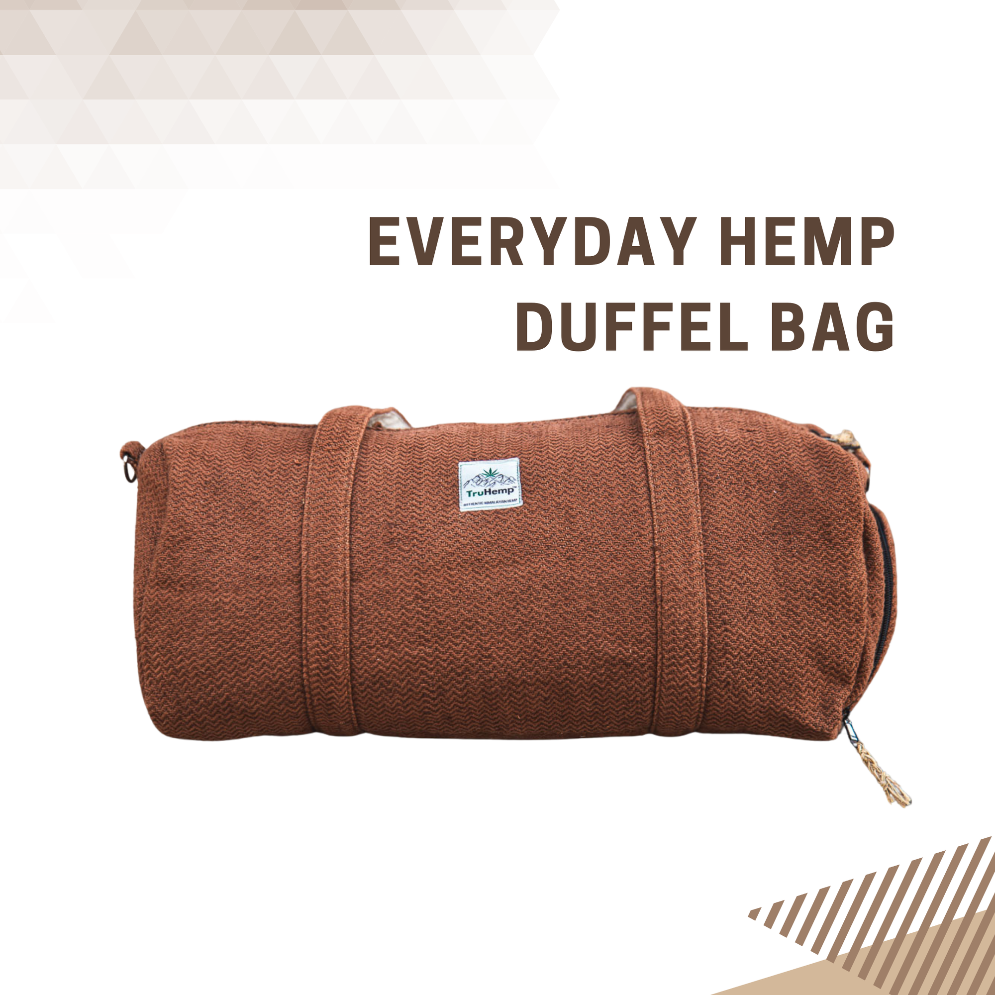 TruHemp Hemp Duffle Bag– Natural Travel Gym Bag with Shoe Compartment, Durable 30L Capacity with Dual YKK Zippered Sections