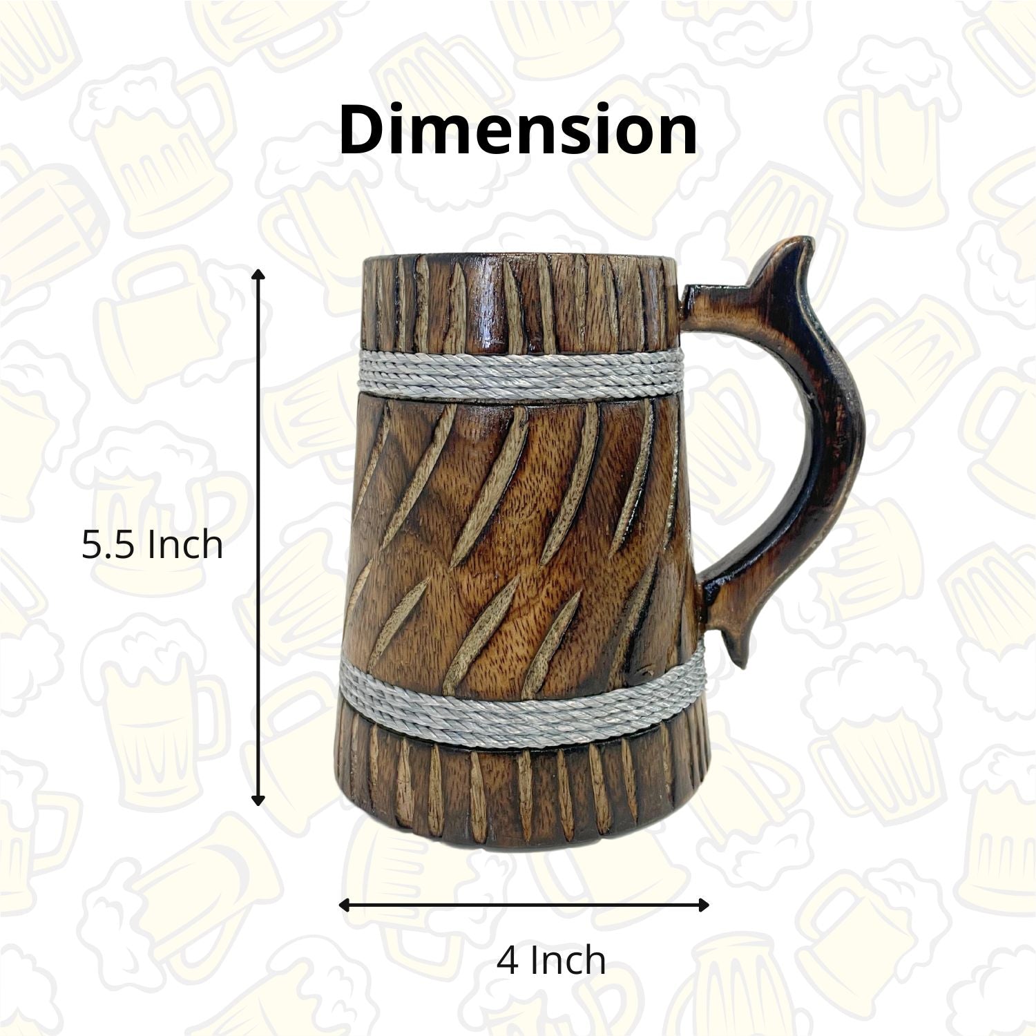 SuperGeneriX Beer Mug | Wooden Beer Mug | Craft Beer Mug | Barrel Shaped Jumbo Mug | Natural Beer Mug | Unique Beer Mug (Light Brown)