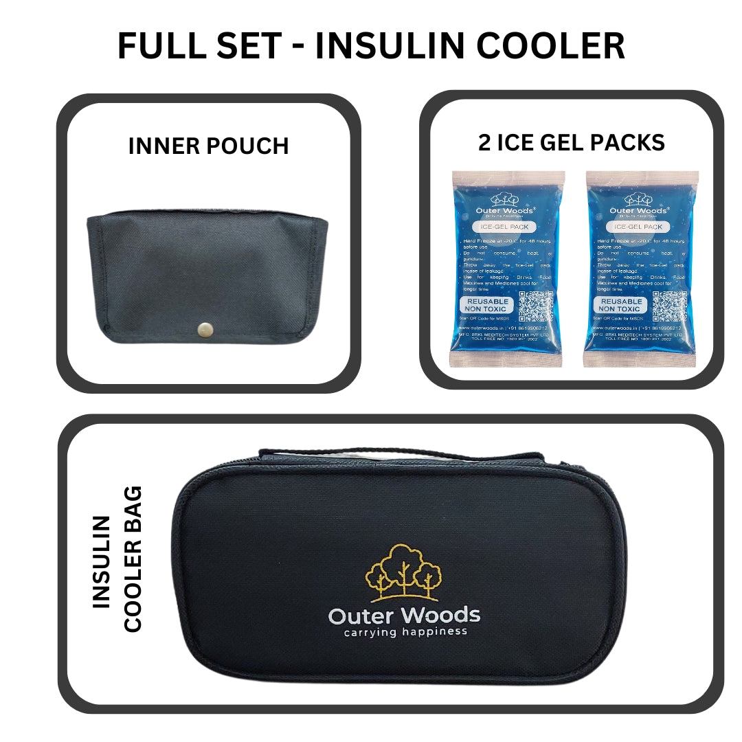 Outer Woods Insulin Cooling Travel Pouch with Two Ice Gel Packs, Cold Pack for Insulin, Insulin Carrier Bag, Keeps Insulin Safe and Cool for 6 to 8 Hours