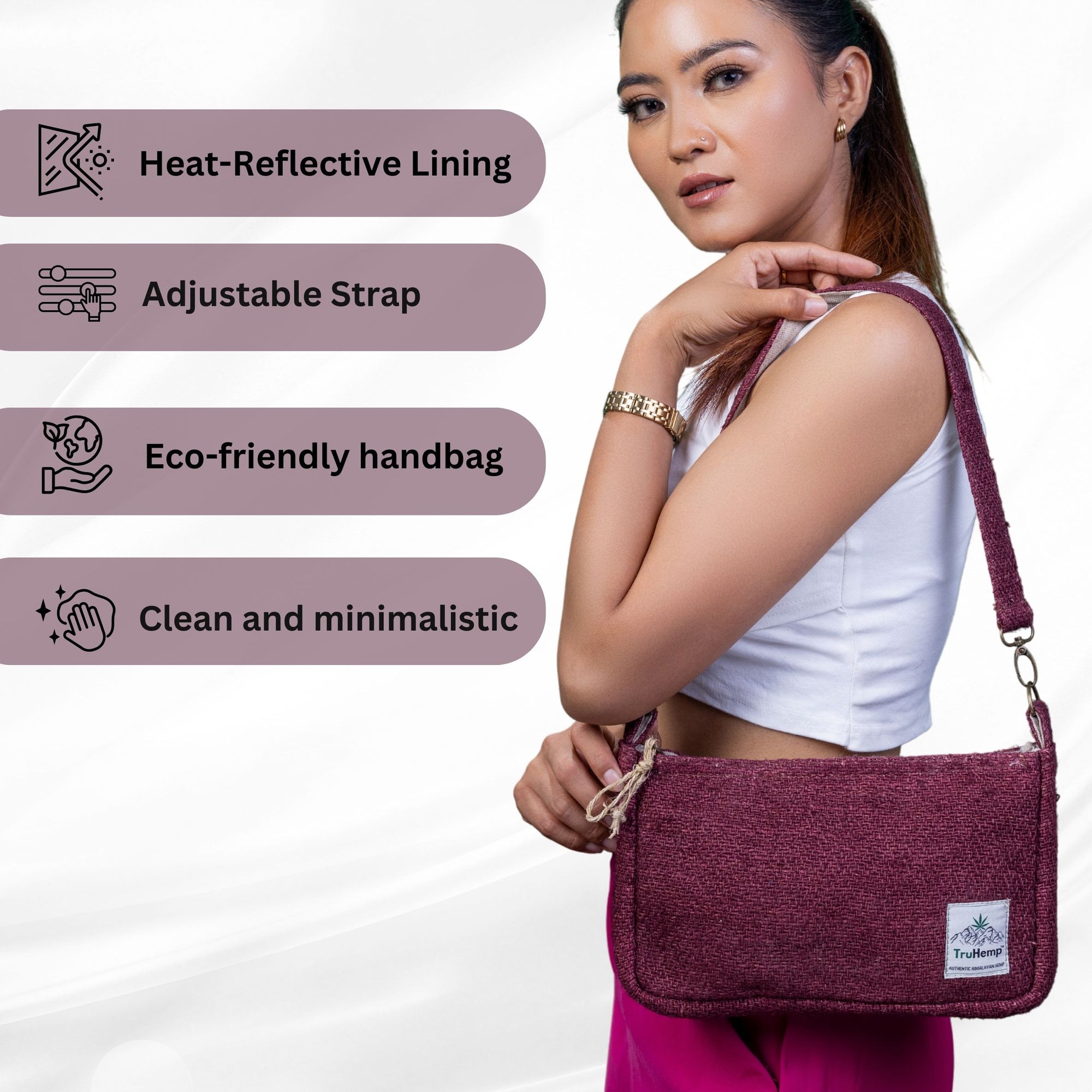 TruHemp Crossbody Bag – Stylish and Practical Shoulder Bag, Adjustable and Detachable Strap, Durable Zipper Closure