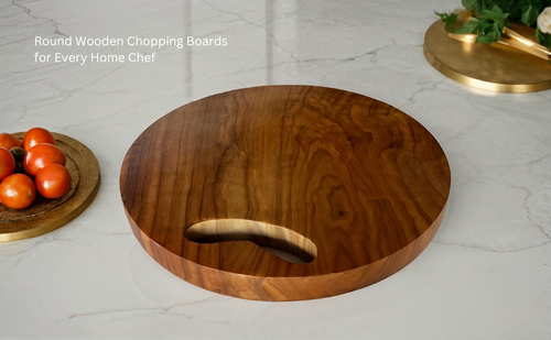 SuperGeneriX Wooden Chopping Board (10 Inch) | Round Wooden Chopping Board for Kitchen | Non-Slip Wooden Cutting Board | Chopping Tray for Everyday Use