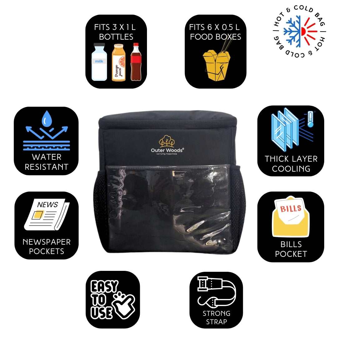 Outer Woods Door Hanging Cooler Bag, with Adjustable Bottle Slots, Suitable for Hot and Cold Items, Door Milk Bag, Water-Resistant Nylon