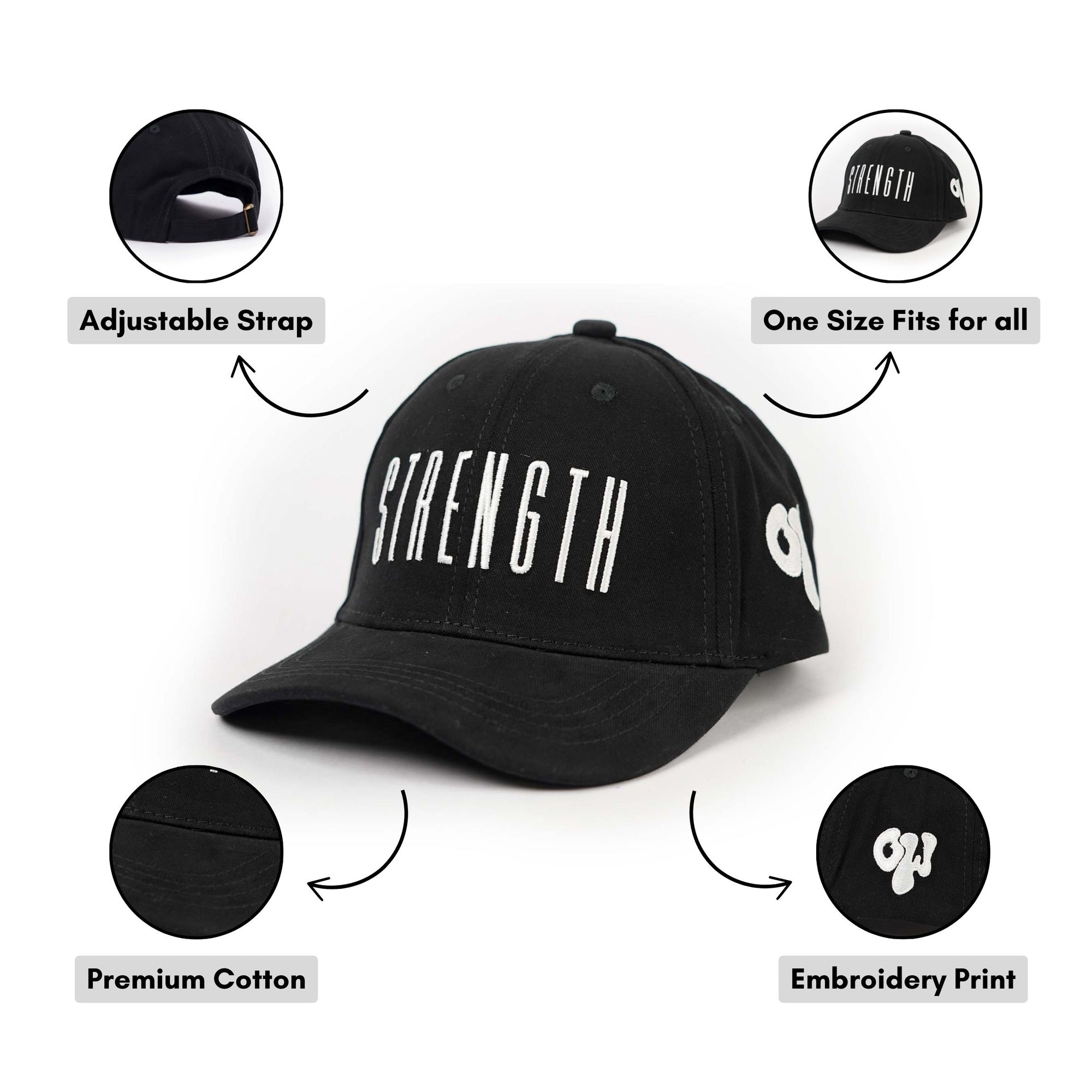 One Word Men Cotton Baseball Cap Lightweight Adjustable Hat for Golf, Running, Outdoor Activities, Work (Grey & Black)