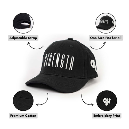 One Word Men Cotton Baseball Cap Lightweight Adjustable Hat for Golf, Running, Outdoor Activities, Work (Grey & Black)