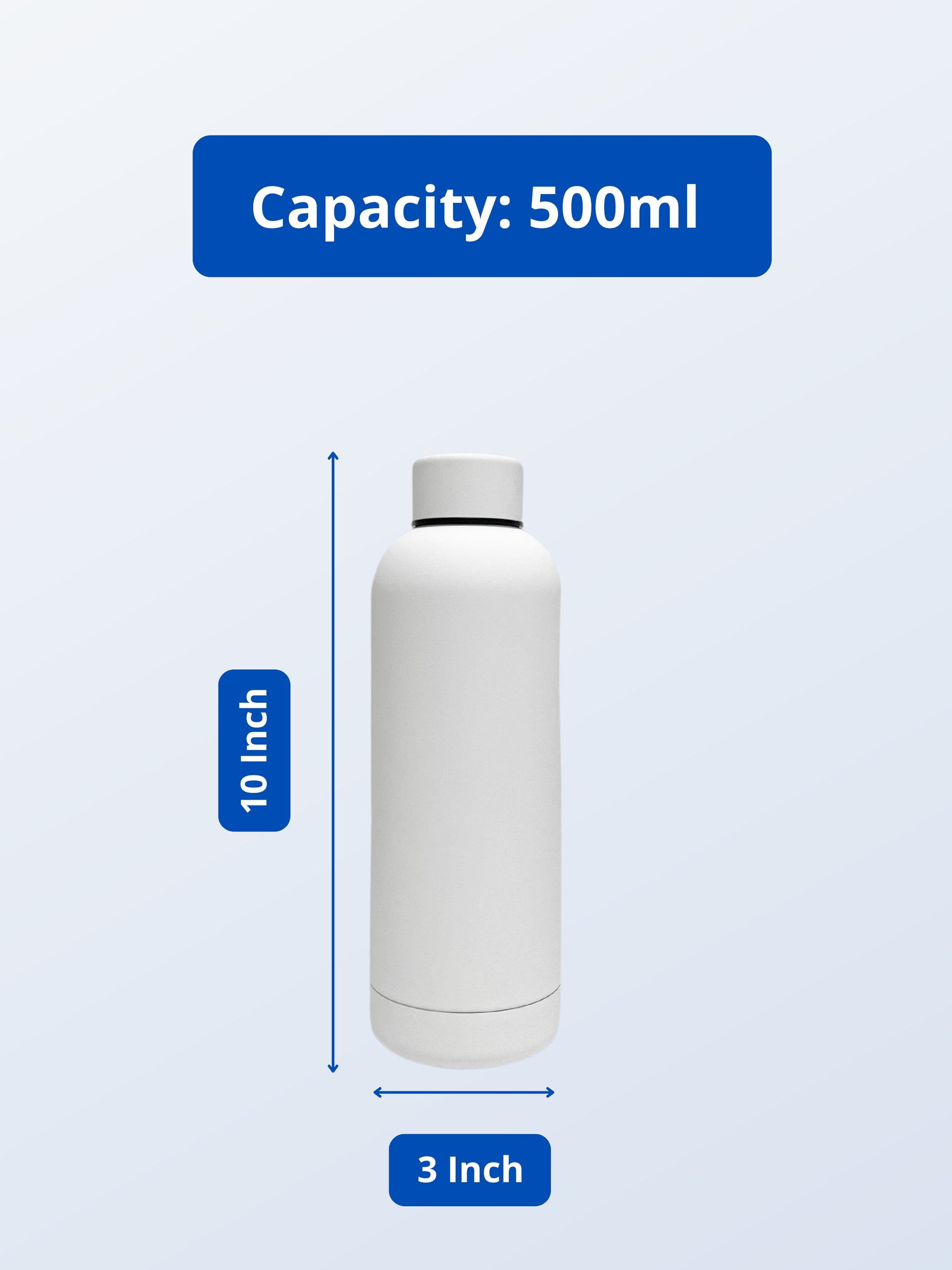 SuperGeneriX 17oz Matte Finish Stainless Steel Water Bottle | Vacuum Insulated Travel Bottle |12 hrs Hot & 18 hrs Cold| Smooth Rubber Finish Water Bottle (Black)