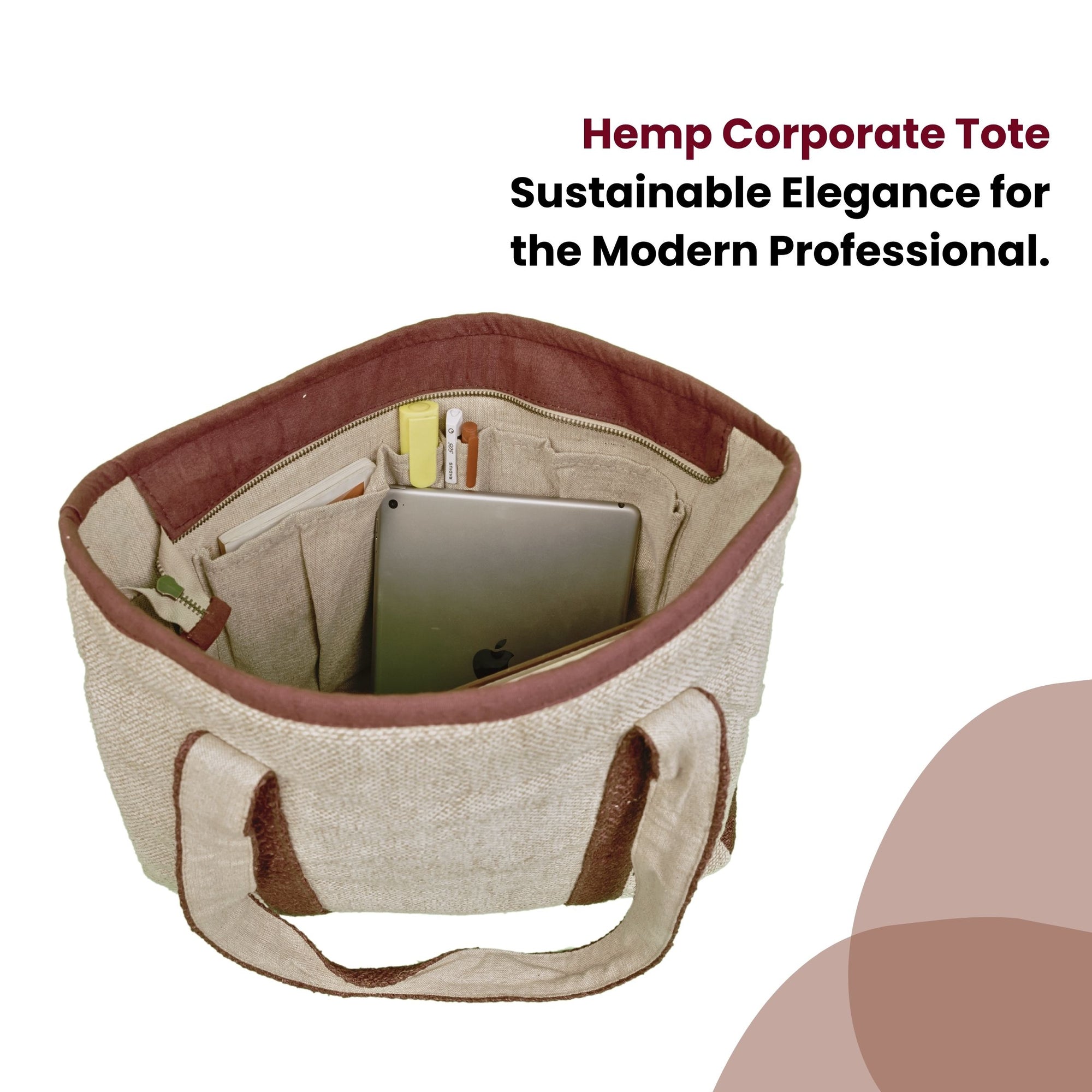 TruHemp Hemp Corporate Tote Bag– Durable Reusable Shoulder Bag for Office, Shopping, and Travel, Lightweight Large Tote with Sturdy Straps