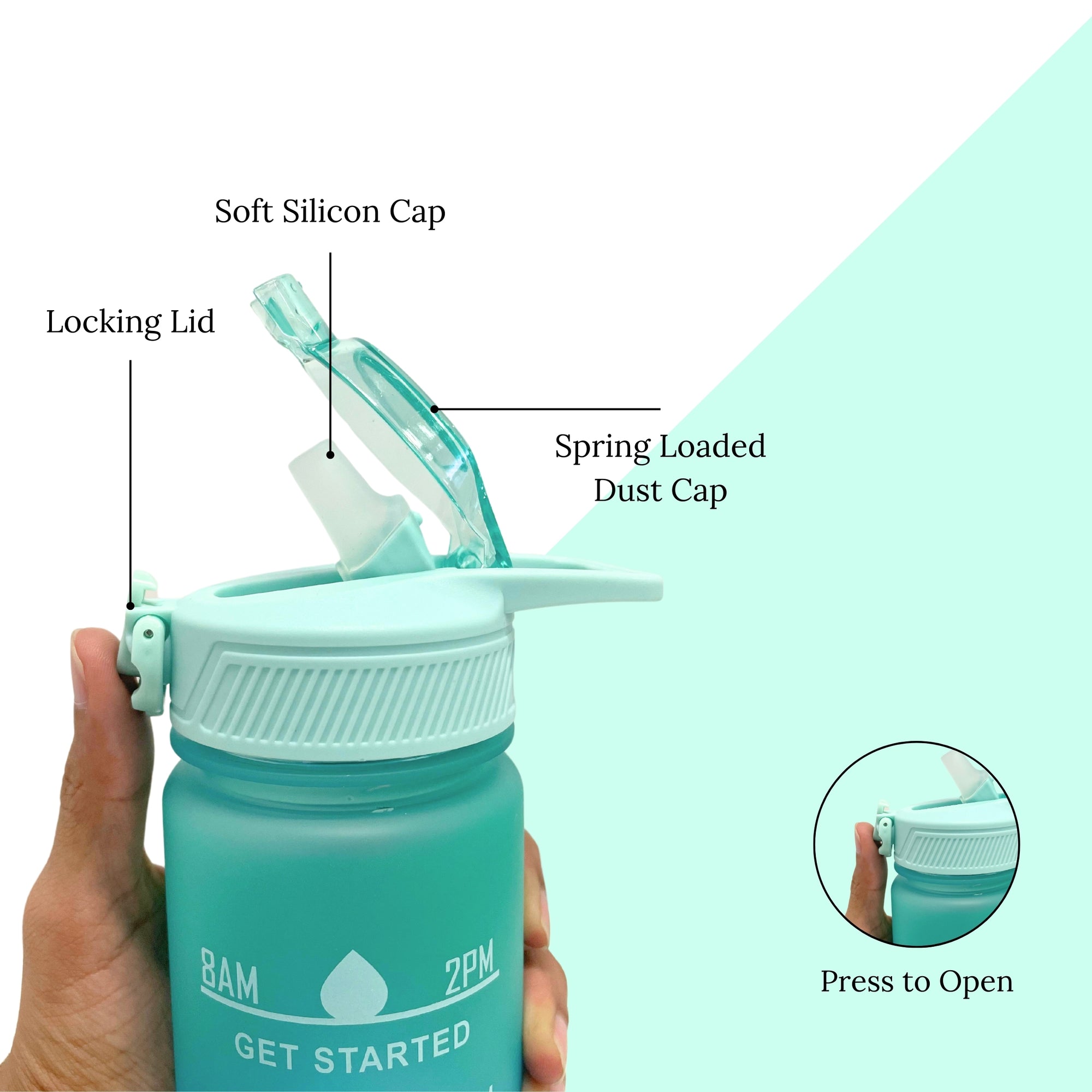 SuperGeneriX Motivational Water Bottle 1 Litre, Durable BPA-Free Leakproof Bottle with Time Marker for Office, Gym, Outd