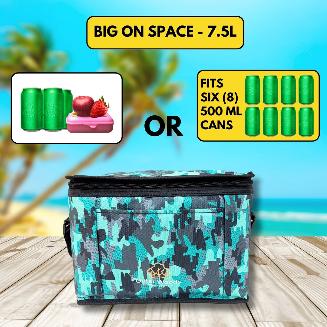 Outer Woods Insulated 8 Can Cooler Bag | Fits 8 x 500ml Beer Cans | Keep Drinks Cool for up to 10 Hours | Ideal for Carrying Beer, Soda, Juice, Milk and Water