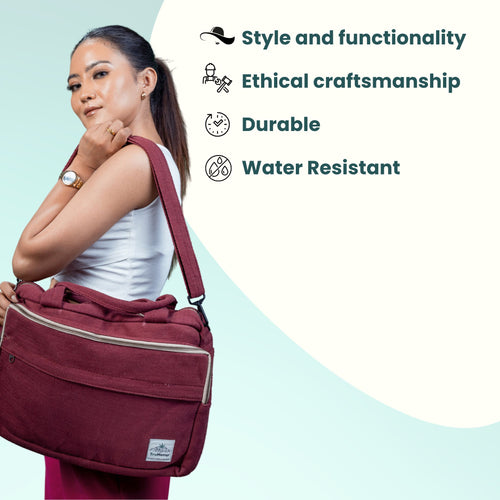 TruHemp Handmade Hemp Side Bag with Cotton Blend– Durable and Stylish Crossbody Messenger Bag with Adjustable Strap