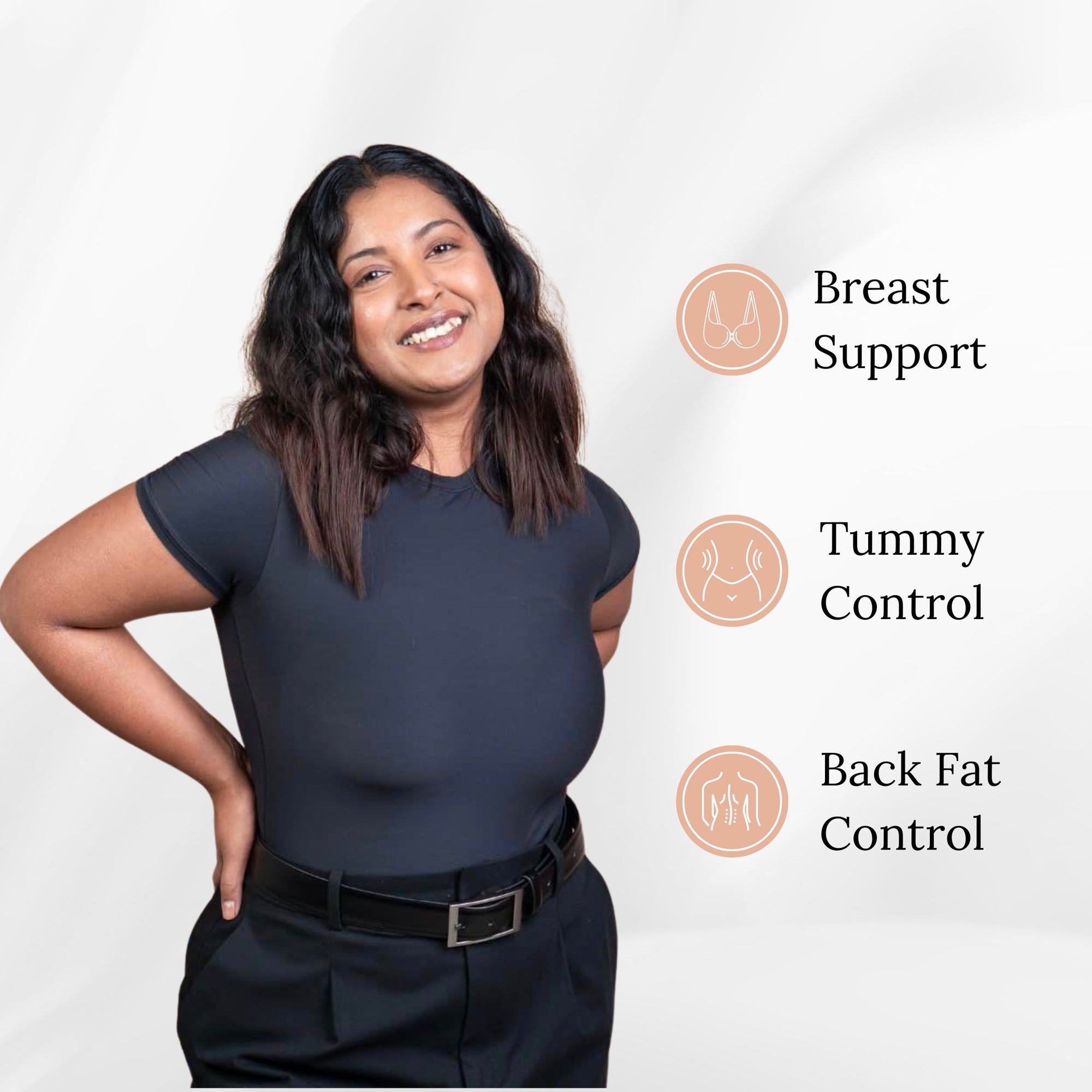 Sculpting Stretchable Body Suit for Women Short Sleeve Round Neck Body Suit Breathable & Comfortable