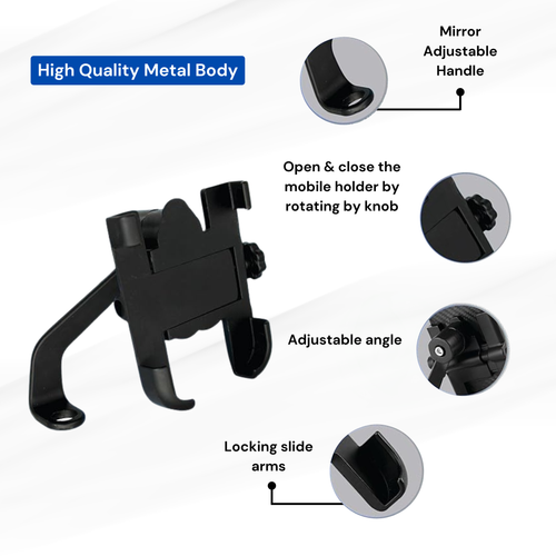 SuperGeneriX C-2 Bike Mobile Holder with 360-Degree Rotation Universal Bike Phone Mount for 3.5-6.5 Inch Devices Motorcycle Phone Mount with Secure Buckle Design