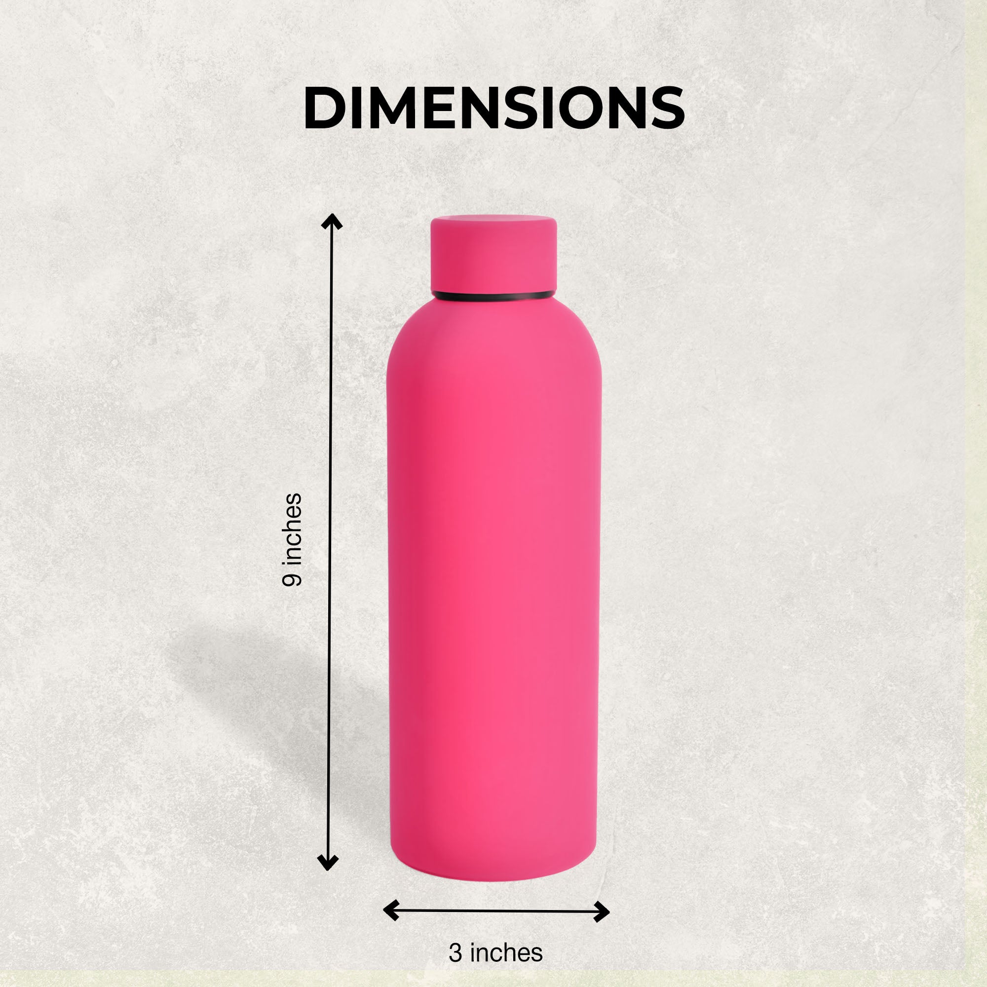 SuperGeneriX 17oz Matte Finish Stainless Steel Water Bottle | Vacuum Insulated Travel Bottle |12 hrs Hot & 18 hrs Cold| Smooth Rubber Finish Water Bottle (Black)