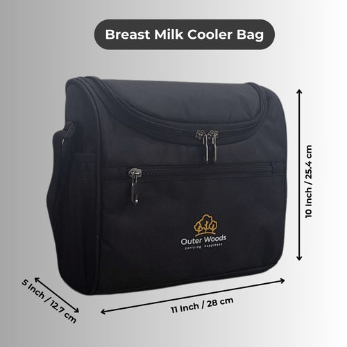 Outer Woods Insulated Breast Milk Cooler Bag with 4 Ice Gel Packs, Keeps Milk and Food Cool for 6 to 8 Hours, Thermal Insulated Baby Travel Bag