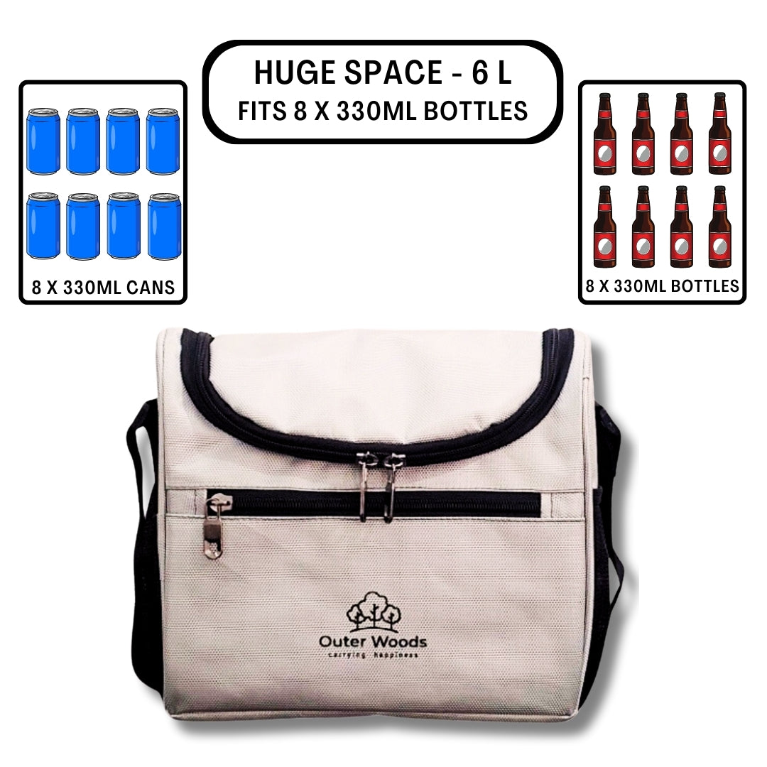Outer Woods Insulated 8 Pint Bottle Bag, Fits 8 x 330 ml Pint Bottles, 6 to 8 Hours Cooling, Includes 4 Ice Gel Packs