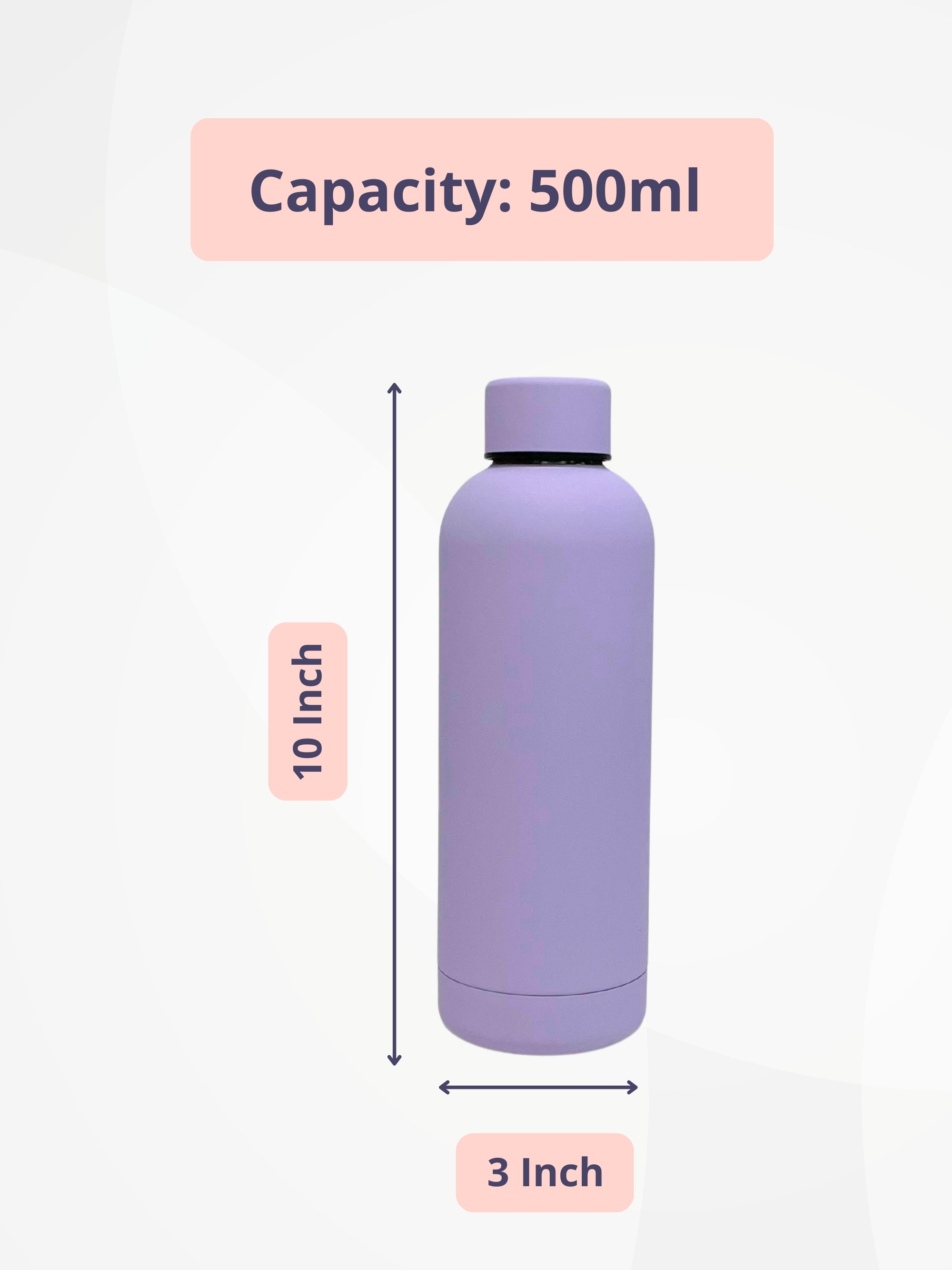 SuperGeneriX 17oz Matte Finish Stainless Steel Water Bottle | Vacuum Insulated Travel Bottle |12 hrs Hot & 18 hrs Cold| Smooth Rubber Finish Water Bottle (Black)