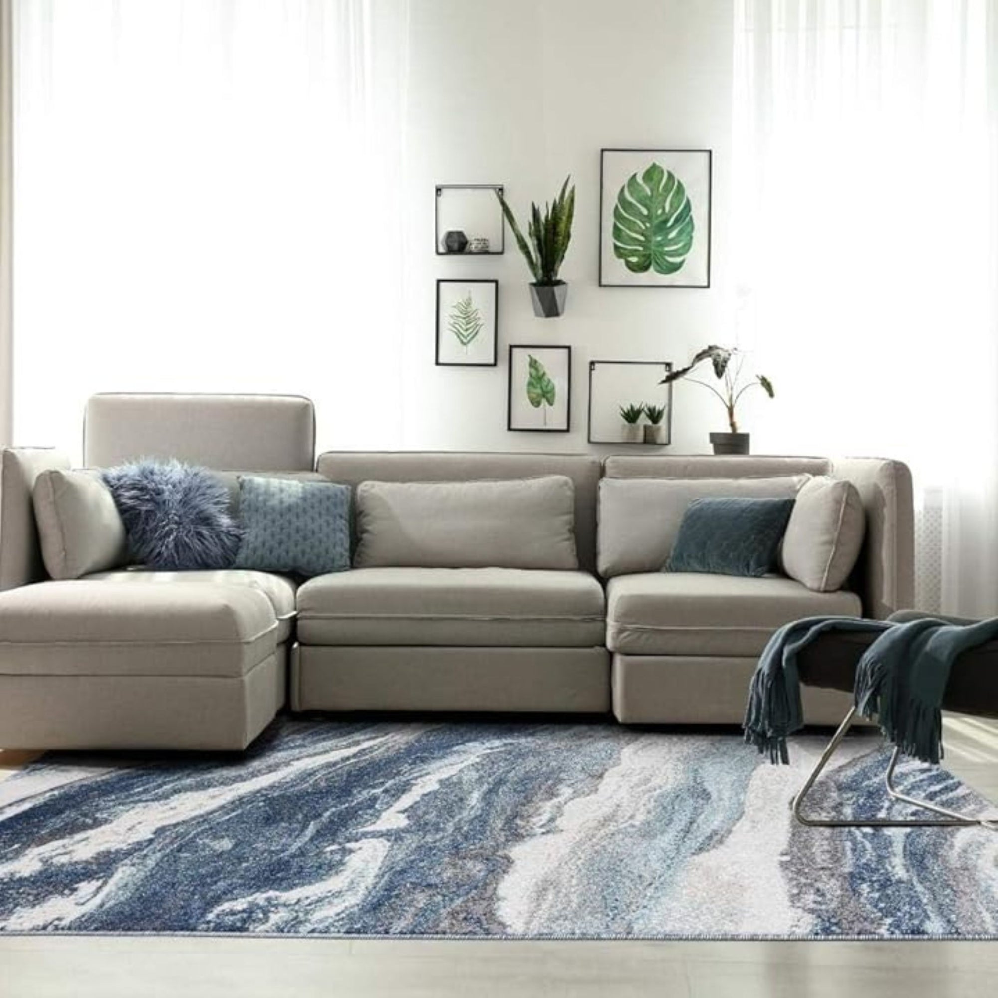 Washable Area Rug, Microfiber Material, Non-Slip Carpet for Living Room, Foldable Floor Cover, Machine Washable Rug for Bedroom & Office