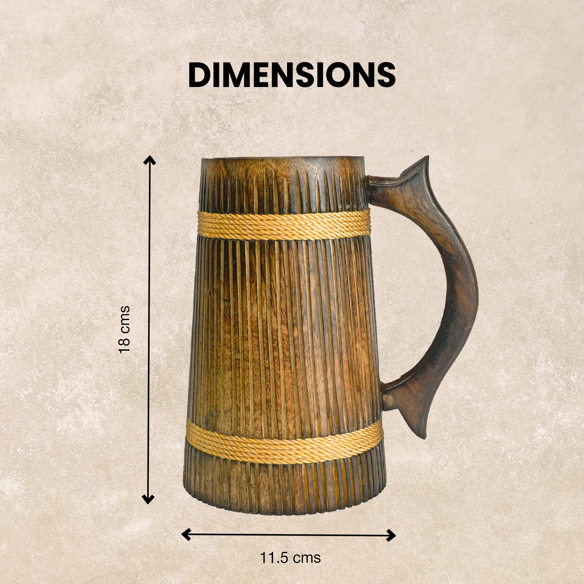 SuperGeneriX Beer Mug | Wooden Beer Mug | Craft Beer Mug | Barrel Shaped Jumbo Mug | Natural Beer Mug | Unique Beer Mug (Light Brown)