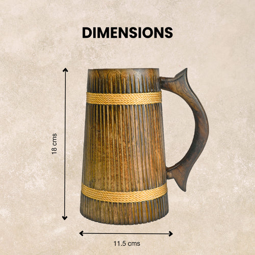 SuperGeneriX Beer Mug | Wooden Beer Mug | Craft Beer Mug | Barrel Shaped Jumbo Mug | Natural Beer Mug | Unique Beer Mug (Light Brown)