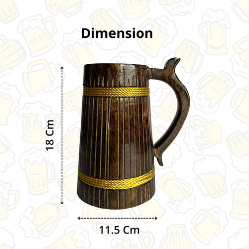 SuperGeneriX Beer Mug | Wooden Beer Mug | Craft Beer Mug | Barrel Shaped Jumbo Mug | Natural Beer Mug | Unique Beer Mug (Light Brown)