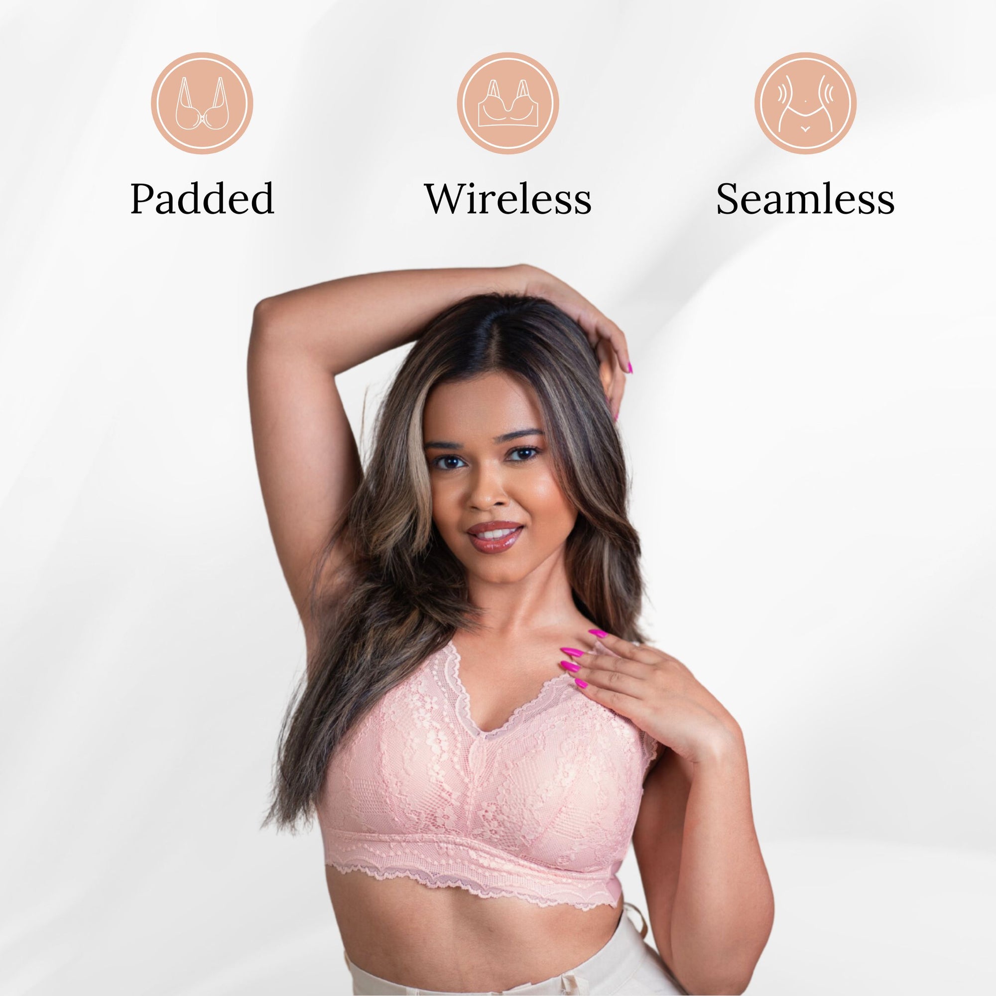 Women's Lace Bra Bralette Everyday Comfort Padded Bra for Women Non-Adjustable Strap with Back Hook Closure