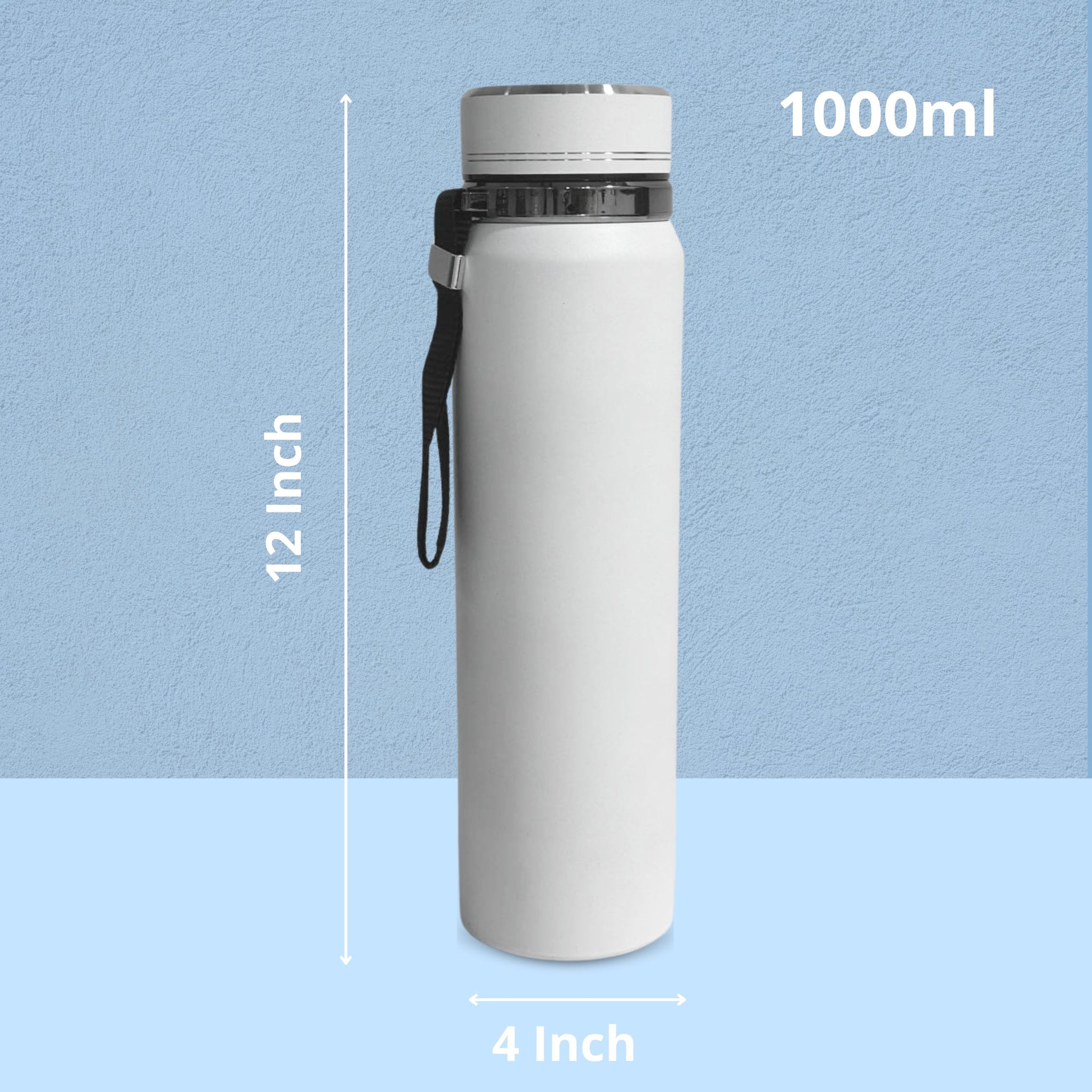SuperGeneriX 1000ml Stainless Steel Water Bottle with Carry Rope | Leak Proof Double Walled Vacuum Insulated Thermosteel