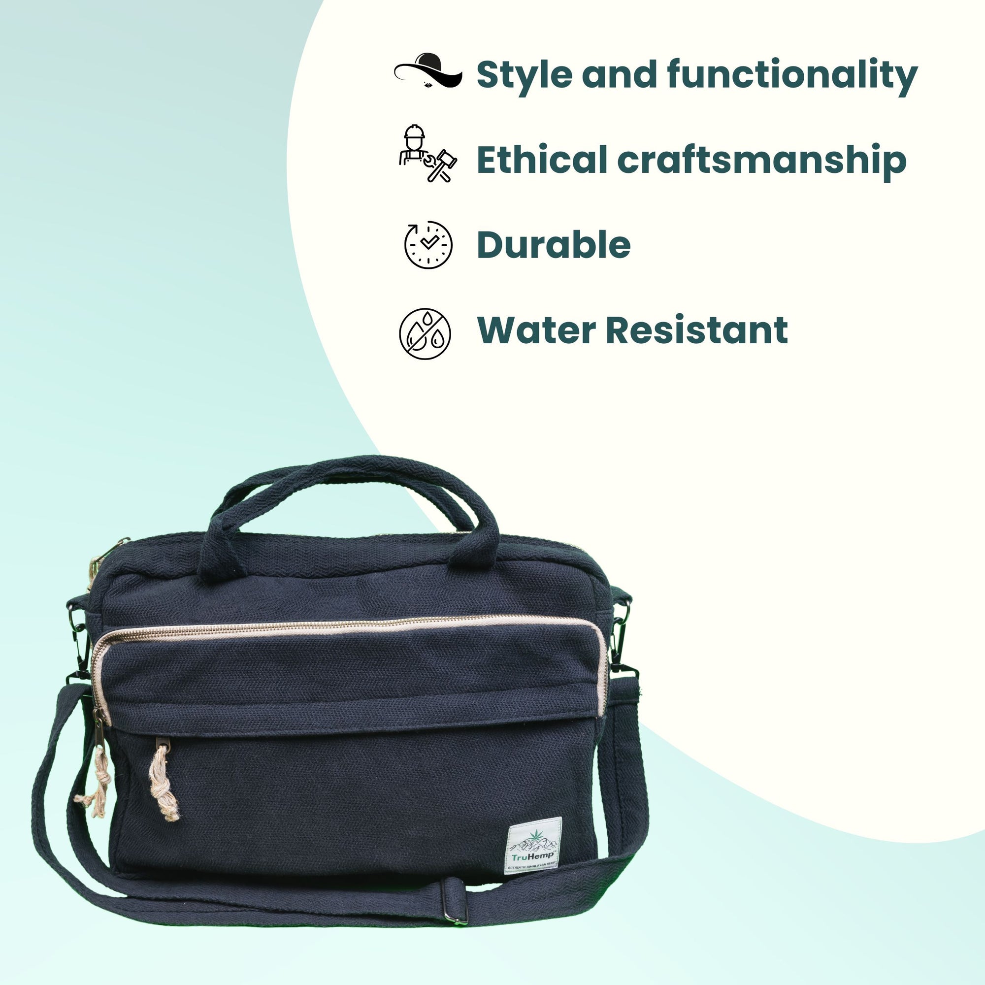 TruHemp Handmade Hemp Side Bag with Cotton Blend– Durable and Stylish Crossbody Messenger Bag with Adjustable Strap