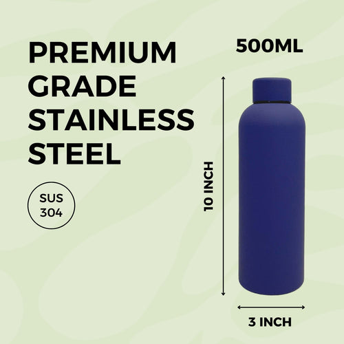 SuperGeneriX 500ml Matte Finish Stainless Steel Water Bottle | Vacuum Insulated Travel Bottle | 12 hrs Hot & 18 hrs Cold | Smooth Rubber Finish Water Bottle (Purple)