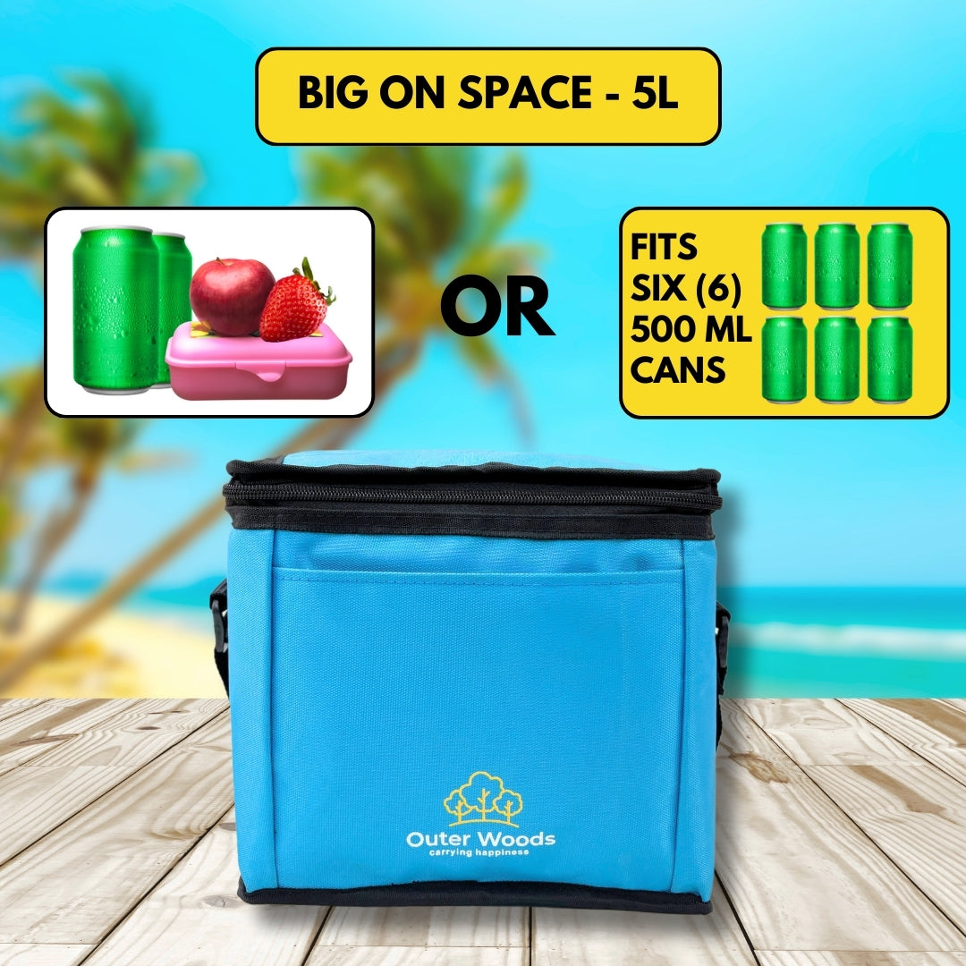 Outer Woods Insulated 6 Can Cooler Bag, Fits 6 x 500ml Beer Cans, Keep Cans Cool for up to 10 Hrs, with 2 Units of Ice Gel Packs