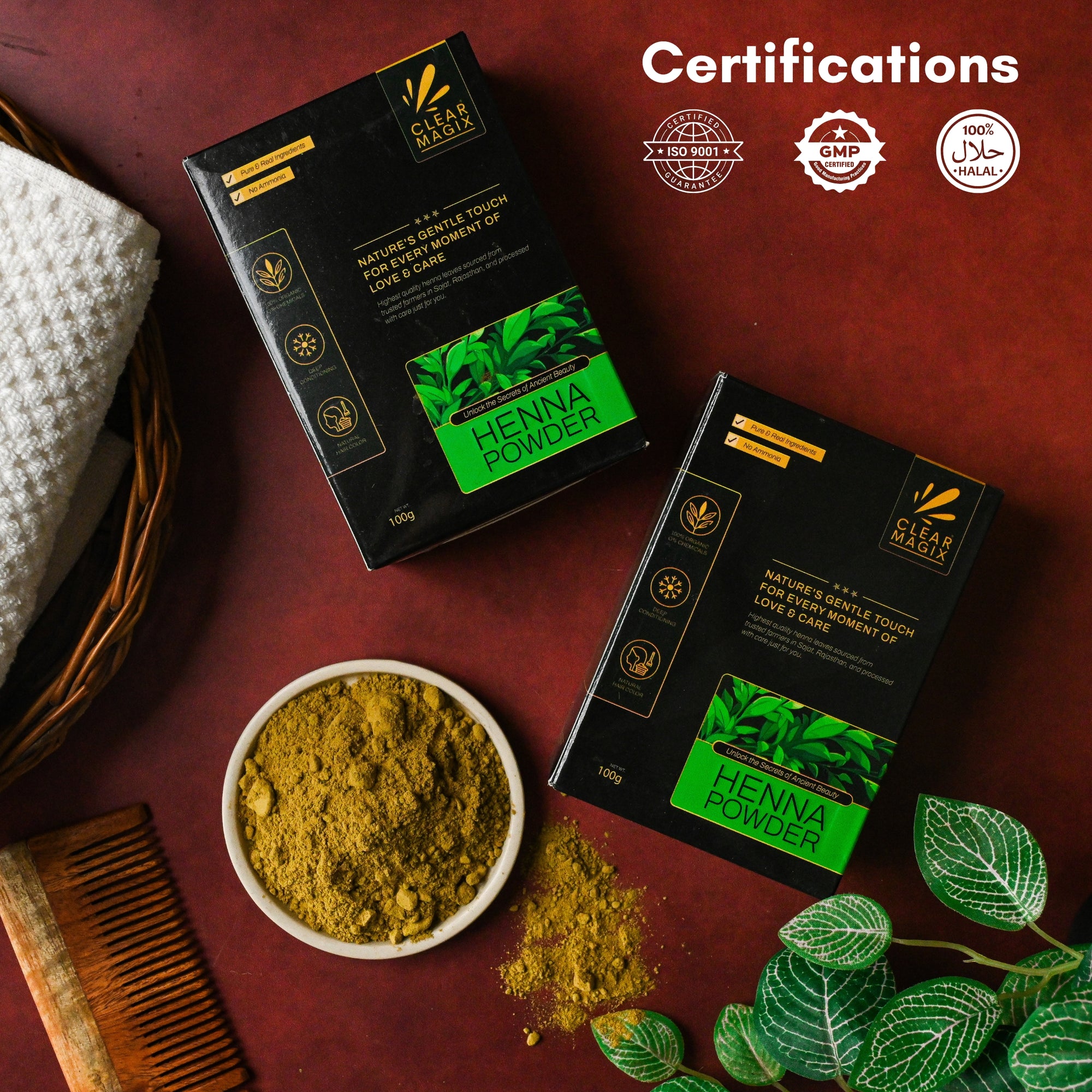 CLEAR MAGIX Premium Henna Powder for Hair Color and Care, Natural Hair Dye, Cassia Herbal Powder for Gray Coverage, Cond