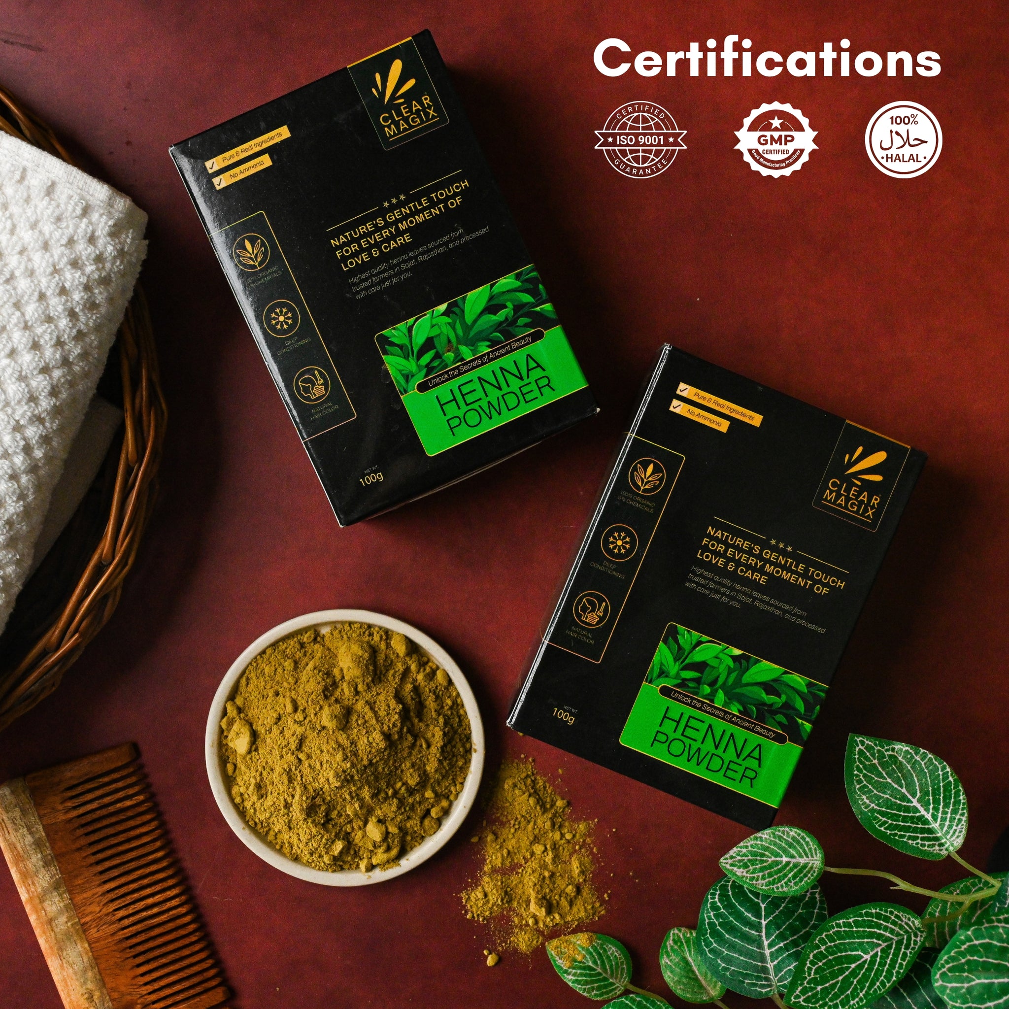 CLEAR MAGIX Premium Henna Powder for Hair Color and Care, Natural Hair Dye, Cassia Herbal Powder for Gray Coverage, Cond