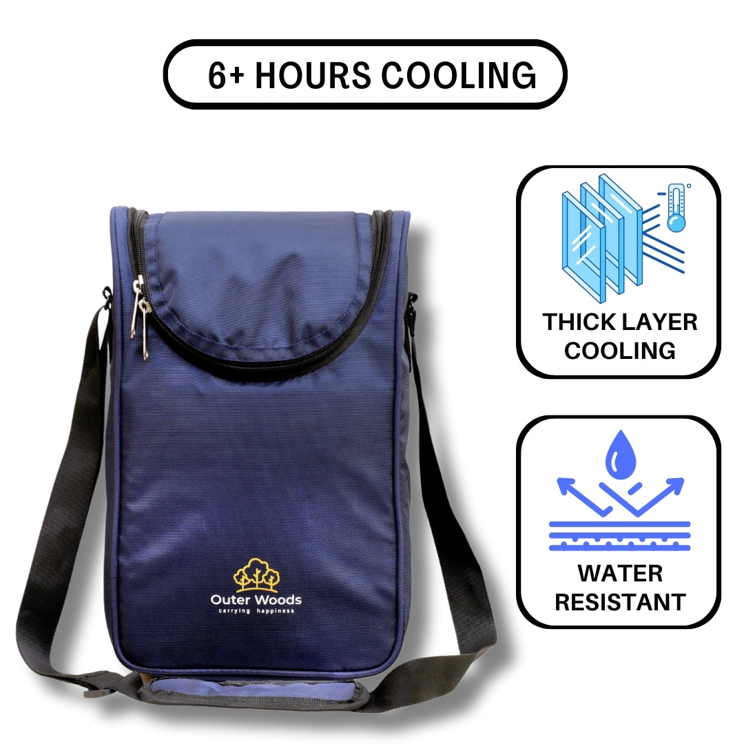 Outer Woods Nylon Insulated 2 Bottle Bag, 360° Insulation and Portable Padded Protection for Glass Bottles, Ideal for Carrying Wine, Beer, Whisky, Vodka, Soda, Juice, Milk and Water
