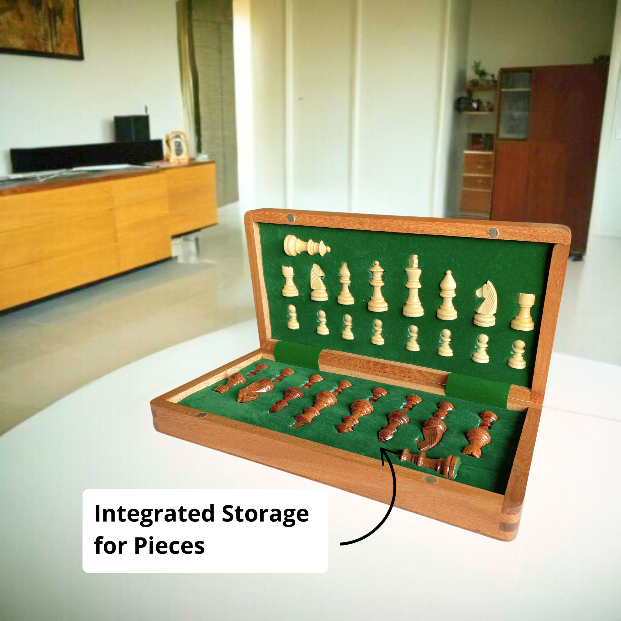 SuperGeneriX Wooden Chess Board | Handcrafted Chess Set | Magnetic Pieces | Foldable Board | Chess Board for Adults & Ki