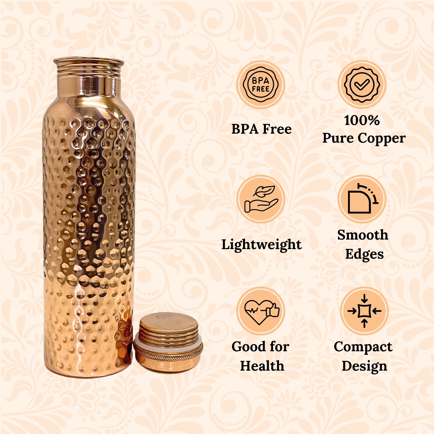 SuperGeneriX Copper Water Bottle (1 Litre), Leakproof, Pure Copper Water Bottle, Tamba Bottles, Authentic, Durable Bottl