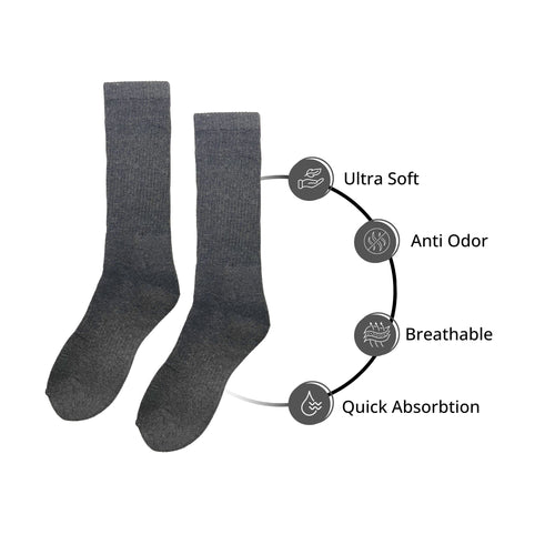 SuperGeneriX Athletic Crew Socks for Men | Crew Length Socks for Sports | Polyester Crew Length Socks | Pack of 6 (US, Alpha, One Size, Regular, Regular, 6, White)