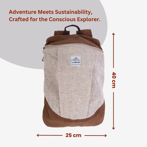 TruHemp Handcrafted Hemp Backpack– Spacious & Durable Backpack with Cotton Lining, Ideal for Everyday Use, Travel, and Work