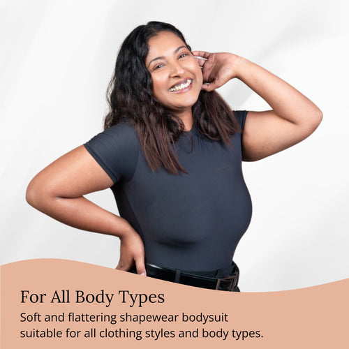 Sculpting Stretchable Body Suit for Women Short Sleeve Round Neck Body Suit Breathable & Comfortable